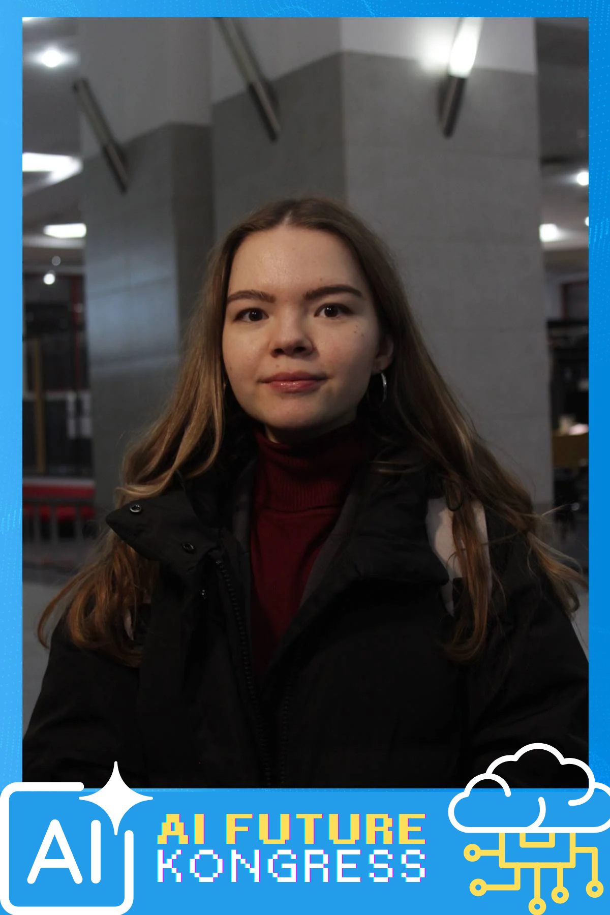 Frau posiert vor der KI Fotobox für ein Fantasy-Portrait
